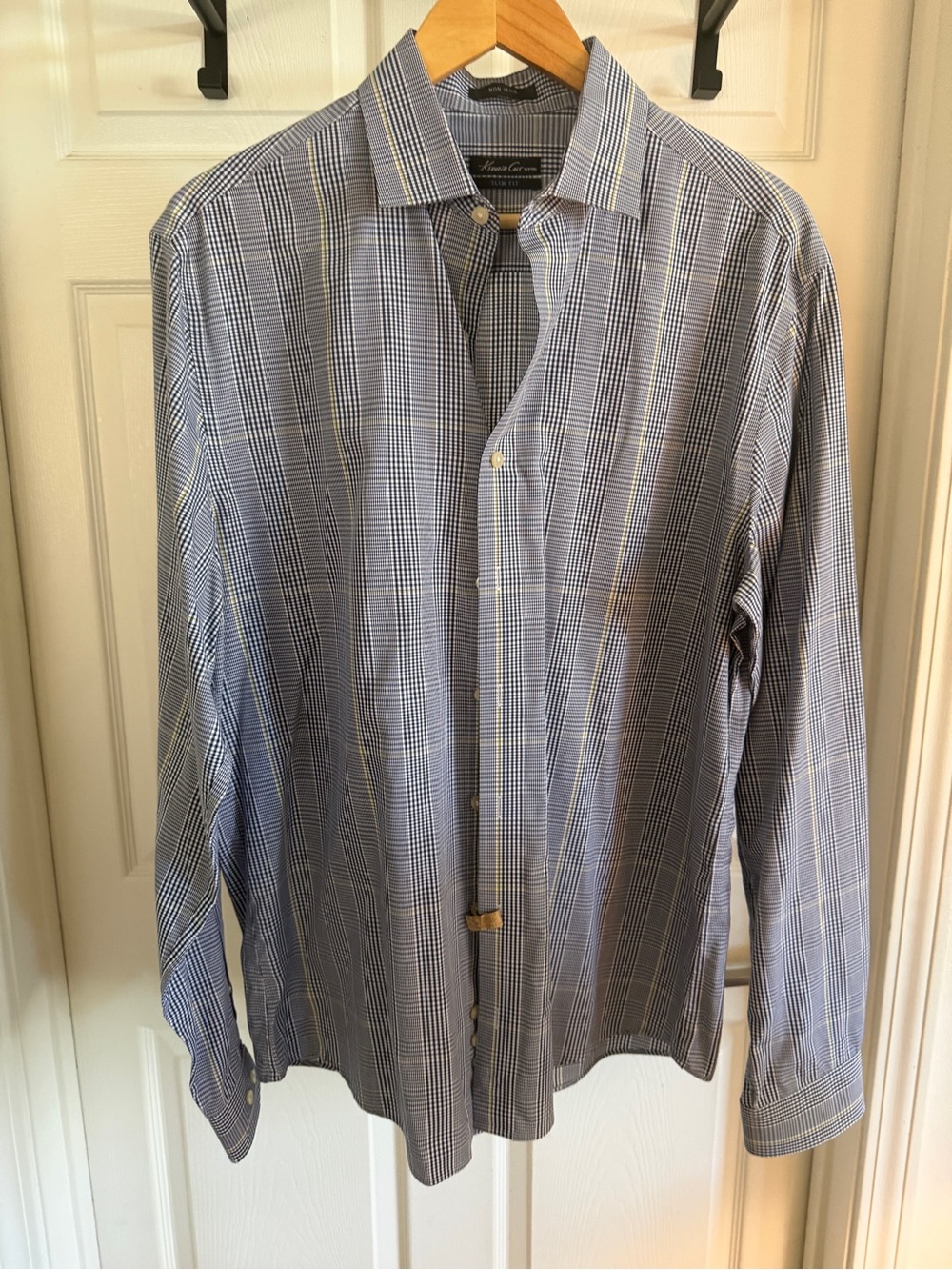Kenneth Cole New York Men's Slim Fit Non-Iron Plaid Dress Shirt - 16.5 36/37